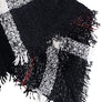Plaid Checker Pattern Distressed Woven Shawl Cape