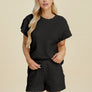 Double Take Full Size Texture T-Shirt and Shorts Set