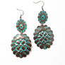 Turquoise Flower Drop Earrings - Vintage Style