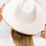 Vegan Felt Panama Upturned Brim HAT FOR WOMEN