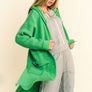 Davi & Dani Side Slit Button Up Hooded Cardigan