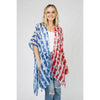 DIONA J AMERICAN FLAG PRINT KIMONO CARDIGAN ONE SIZE COLOR BLUE AND RED