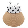 Wide Brim Straw Sun visor UV Protection Dot HAT