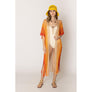 DIONA J TWO TONE LUREX KIMONO CARDIGAN ONE SIZE COLOR ORANGE