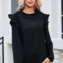 Frill Mock Neck Ruffled Balloon Sleeve Blouse