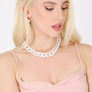 WHITE CHAIN NECKLACE AND EARRING SET