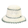 CC PAPER STRAW HAND CROCHET CLOTHE BUCKET HAT WITH SCALLOP EDGE DETAILS ROSE