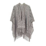 DIONA J FLORAL LACE KIMONO WITH FRINGE ONE SIZE COLOR SILVER