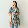 DIONA J MIXED PAISLEY PRINT KIMONO CARDIGAN ONE SIZE COLOR BROWN