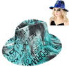 Diona J Tie Dye Graffiti Wide Brim Felt Fedora Hat