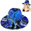 Diona J Tie Dye Graffiti Wide Brim Felt Fedora Hat