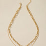 Two row mixed chain with dainty heart pendant