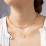 Two row mixed chain with dainty heart pendant