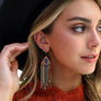 Mixed Bead Feather Chain Boho Earrings