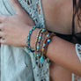 Turquoise Stackable Suede Bracelet With Beads