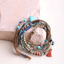 Turquoise Stackable Suede Bracelet With Beads
