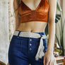 Woven Aztec Waist Tie Belt w/ Frayed Trim