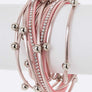 Beaded Double Wrap Metallic Bracelet