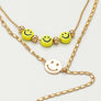 Two row smiley face charms Y necklace