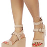 RAG&CO PORTIA LEATHER WEDGE SANDAL