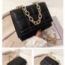 SQUARE QUILTED DESIGN CHAIN LINK HANDLE BAG