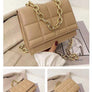 SQUARE QUILTED DESIGN CHAIN LINK HANDLE BAG