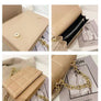 SQUARE QUILTED DESIGN CHAIN LINK HANDLE BAG