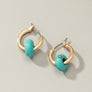 Mini hoop earrings with donut shape natural stone