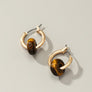 Mini hoop earrings with donut shape natural stone