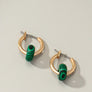 Mini hoop earrings with donut shape natural stone
