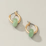 Mini hoop earrings with donut shape natural stone