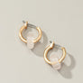 Mini hoop earrings with donut shape natural stone