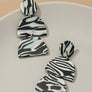 Black and white print geo shape drop earrings