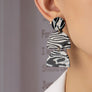 Black and white print geo shape drop earrings