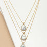Three layer teardrop stone pendant necklace