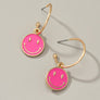 Smiley face charm hoop earrings