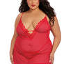 Plus Size Mesh Chemise & Robe Set with G-string Lingerie Extra Large Slip