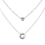 Tiny A to F Double Layered Initial CZ Necklace