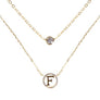 Tiny A to F Double Layered Initial CZ Necklace