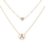 Tiny A to F Double Layered Initial CZ Necklace