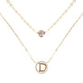 Tiny A to F Double Layered Initial CZ Necklace