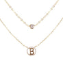 Tiny A to F Double Layered Initial CZ Necklace