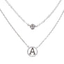 Tiny A to F Double Layered Initial CZ Necklace
