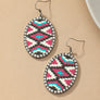 Aztec oval drop earrings with rhinestones