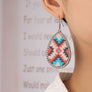 Teardrop Aztec drop earrings with rhinestones