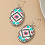 Aztec oval drop earrings with rhinestones