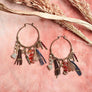 Carnelian & Jade Feather Fringe Hoop Earring