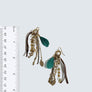 Green Feather Chain Long Statement Earrings