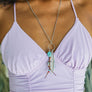 Turquoise Charm Feather Pendant Necklace