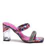 KRYPTON Clear Block Heeled Marble Print Slides